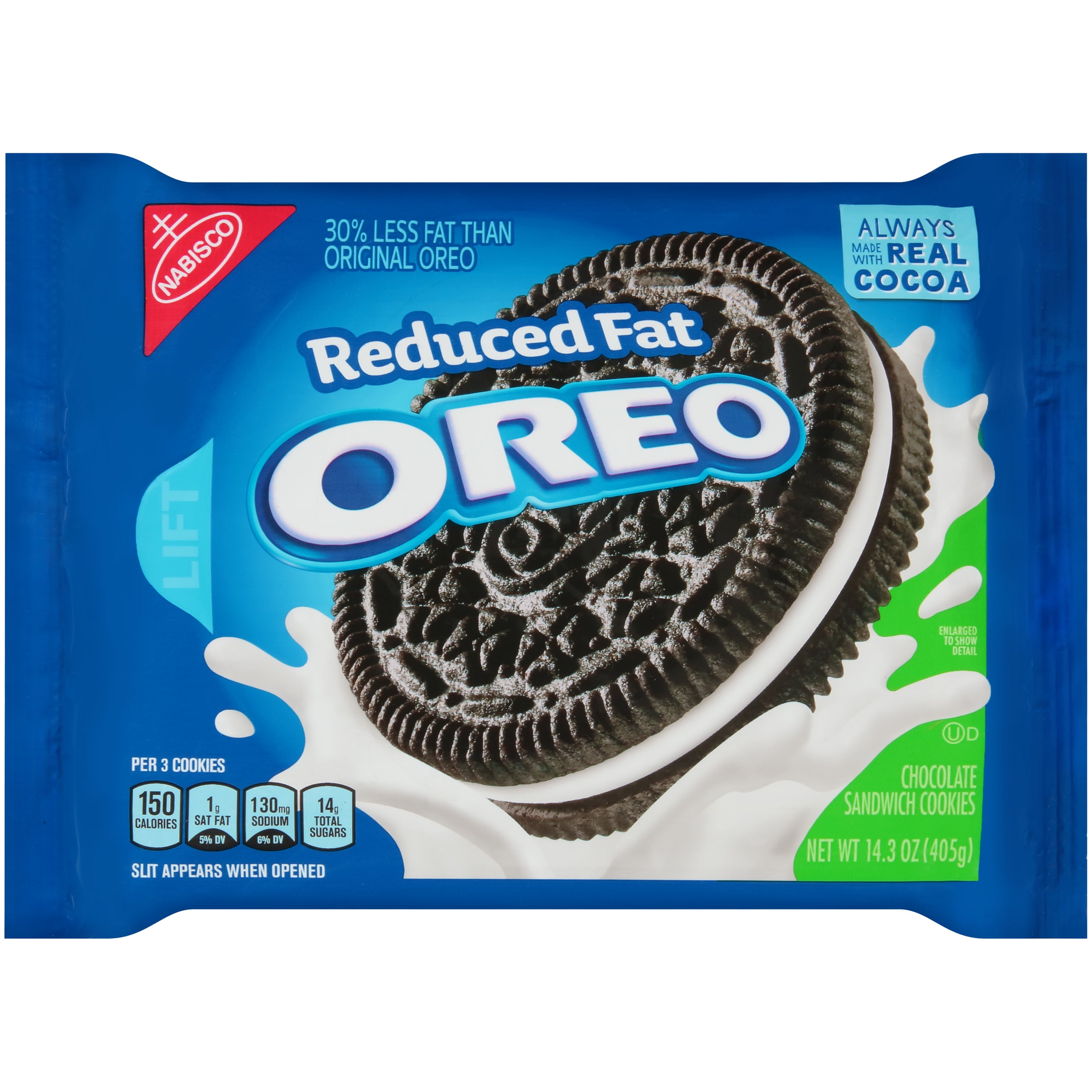 OREO Reduced Fat Chocolate Sandwich Cookies, 1 Resealable 14.3 oz Pack