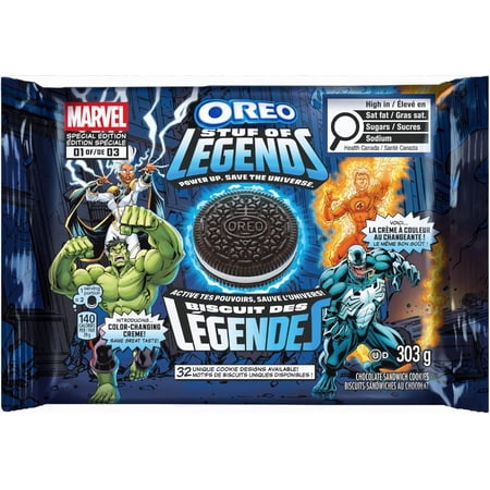 OREO Stuf Of Legends, Extra Stuffed Sandwich Cookies, Color-Changing Creme, 303g (10.7oz)