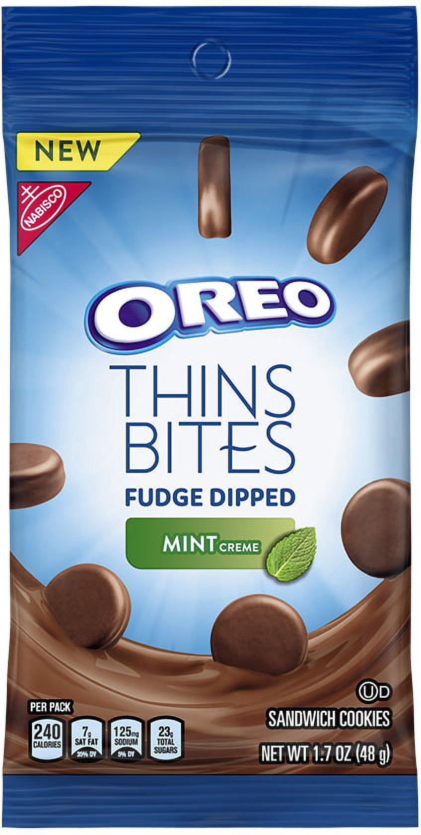 OREO Thins Bites Fudge Dipped Mint Creme, 1.7 oz