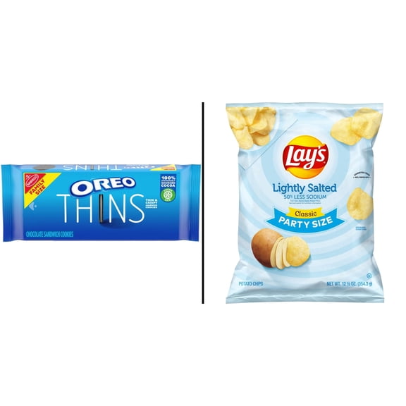 OREO Thins Chocolate Sandwich Cookies 11.7 oz & Lay's Lightly Salted Chips 12.5 oz