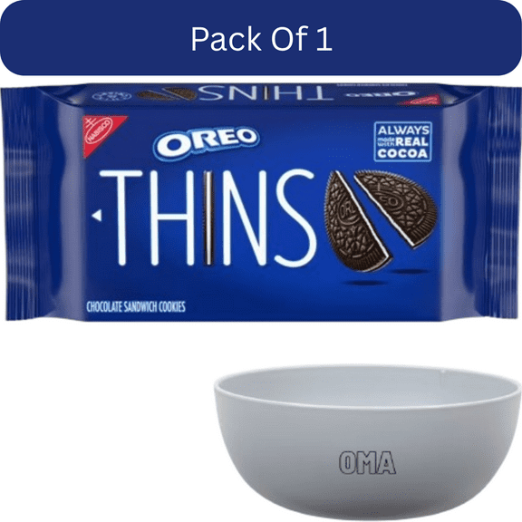 OREO Thins Chocolate Sandwich Cookies 9.21 oz- With White Bowl By OMA