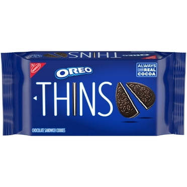 OREO Thins Crunchy Chocolate Sandwich Cookies, Baked, 9.21 oz, Shelf Stable Plastic Tray