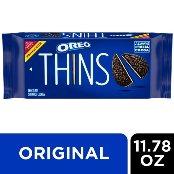 OREO Thins Chocolate Sandwich Cookies, Family Size, 11.78 oz Pack of 4)
