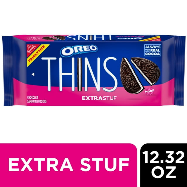 OREO Thins Extra Stuf Chocolate Sandwich Cookies, Family Size,1PACK