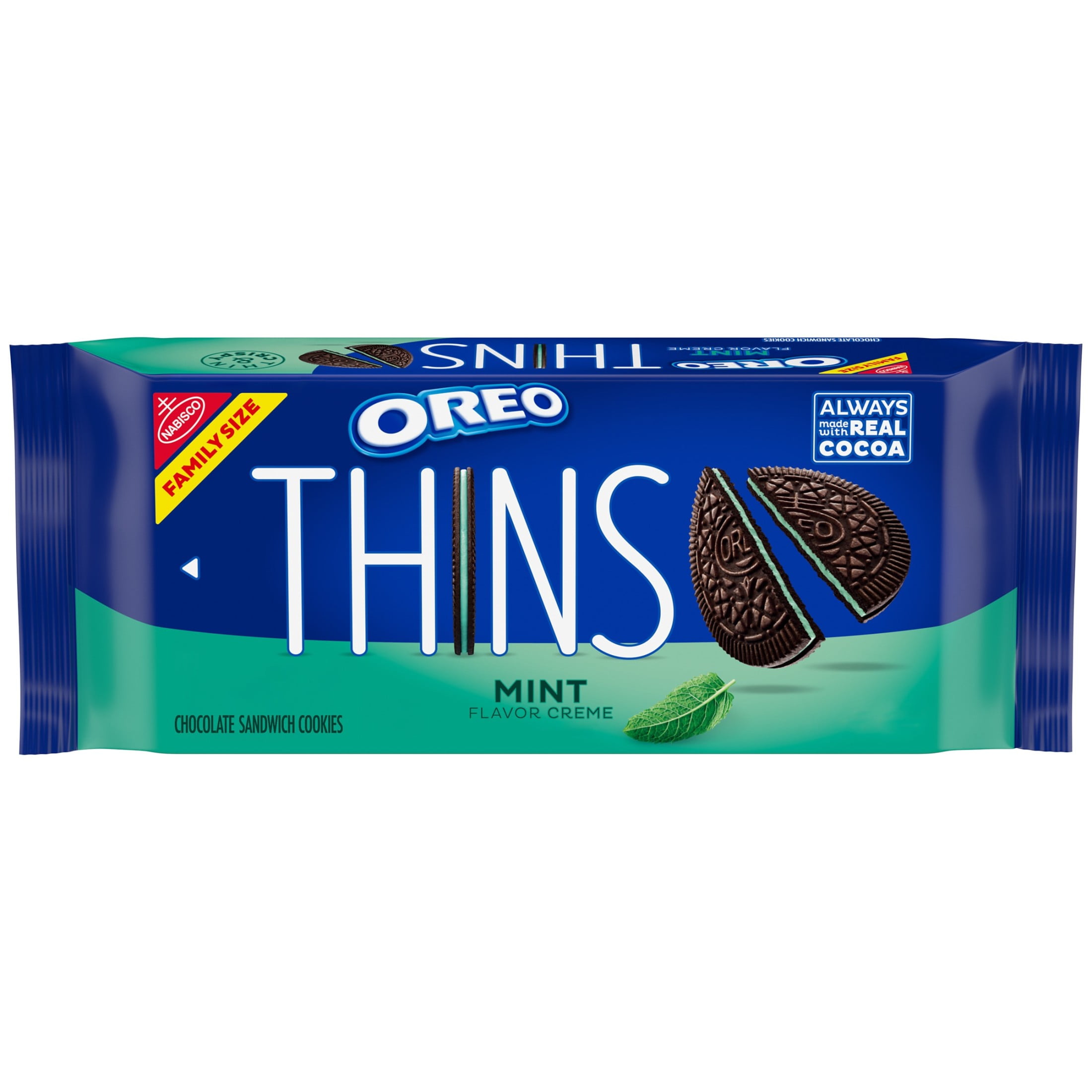 OREO Thins Mint Creme Crunchy Chocolate Sandwich Cookies, Baked, 11.78 oz Shelf Stable Plastic Tray