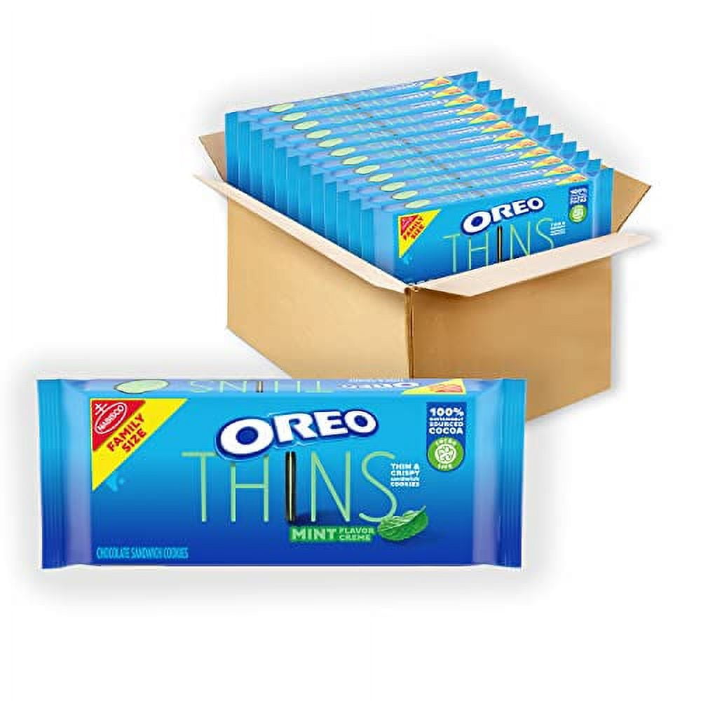 OREO Thins Mint Flavored Creme Chocolate Sandwich Cookies, Family Size