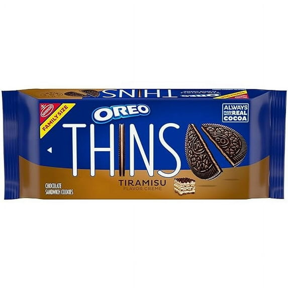 OREO Thins Tiramisu Creme Chocolate Sandwich Cookies, Family Size, 11.78 oz (Pack of 2).