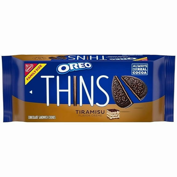 OREO Thins Tiramisu Creme Chocolate Sandwich Cookies, Family Size, 11.78 oz ( Pack of 2 )