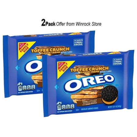 OREO Toffee Crunch Creme with Sugar Crystals Chocolate Sandwich Cookies, Family Size, 17 oz (2 Pack) Offer from Winrock Store