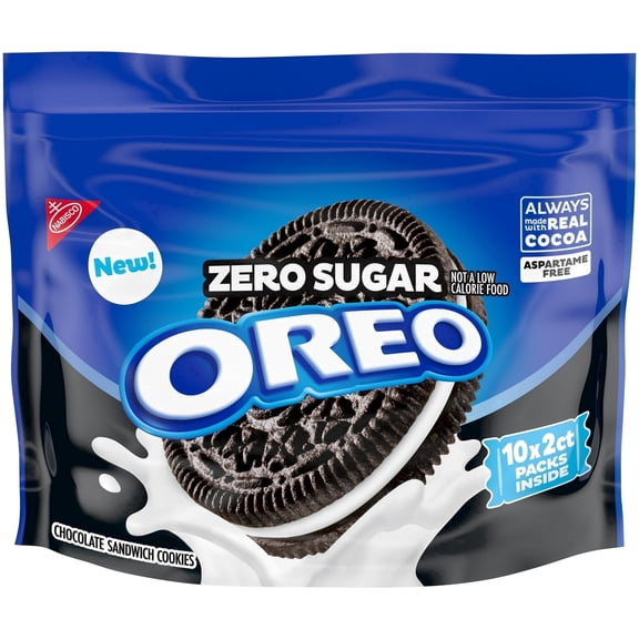 OREO Zero Sugar Chocolate Sandwich Cookies, 10 Snack Packs (2 Cookies Per Pack)