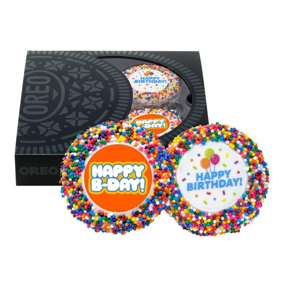 OREOiD Happy Birthday Cookies Gift Box, Chocolate Sandwich Cookies with White Chocolate and Sprinkles, 4ct Cookies Box