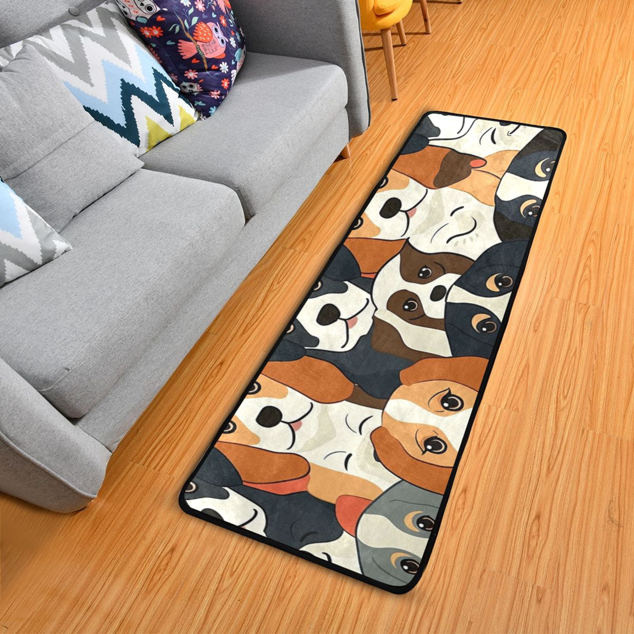 OREZI Hallway Runner Rug 2' X 6' Beagle Dogs Face Area Rug Non-Slip ...