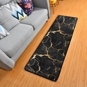 OREZI Hallway Runner Rug 2 X 6 Black and Gold Marble Area Rug Non-Slip Entryway Carpet Soft Washable Door Mat Kitchen Bedroom Living Room