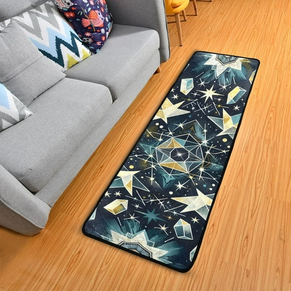 OREZI Hallway Runner Rug 2' X 6' Celestial Stars Crystals Area Rug Non-Slip Entryway Carpet Soft Washable Door Mat Kitchen Bedroom Living Room