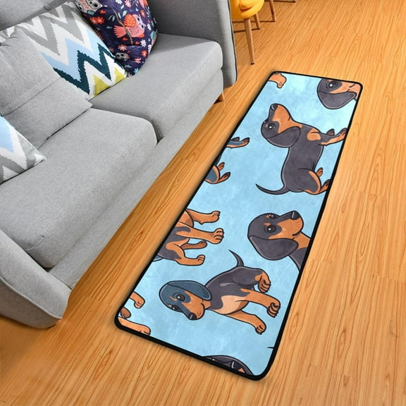 OREZI Hallway Runner Rug 2' X 6' Cute Dachshund Dogs Area Rug Non-Slip Entryway Carpet Soft Washable Door Mat Kitchen Bedroom Living Room