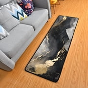 OREZI Hallway Runner Rug 2 X 6 Gold Black White Marble Area Rug Non-Slip Entryway Carpet Soft Washable Door Mat Kitchen Bedroom Living Room