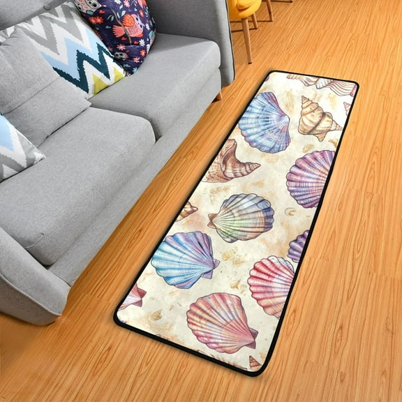OREZI Hallway Runner Rug 2' X 6' Gorgeous Seashells Area Rug Non-Slip Entryway Carpet Soft Washable Door Mat Kitchen Bedroom Living Room
