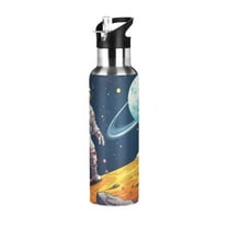 OREZI Stainless Steel Water Bottle Astronaut Walk on Planet 20oz/600ml Double Wall Vacuum Insulation Leakproof for Sports Travel