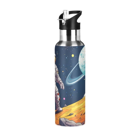 OREZI Stainless Steel Water Bottle Astronaut Walk on Planet 20oz/600ml Double Wall Vacuum Insulation Leakproof for Sports Travel