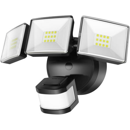OREiN 3500LM/26W Flood Lights Outdoor, 240°/40FT Big Motion Sensor Outdoor Lights Dusk to Dawn Security Lights IP65 Waterproof 3 Modes for Outside 3500SQ.FT Front Door, Garage, Black (Hardwired)