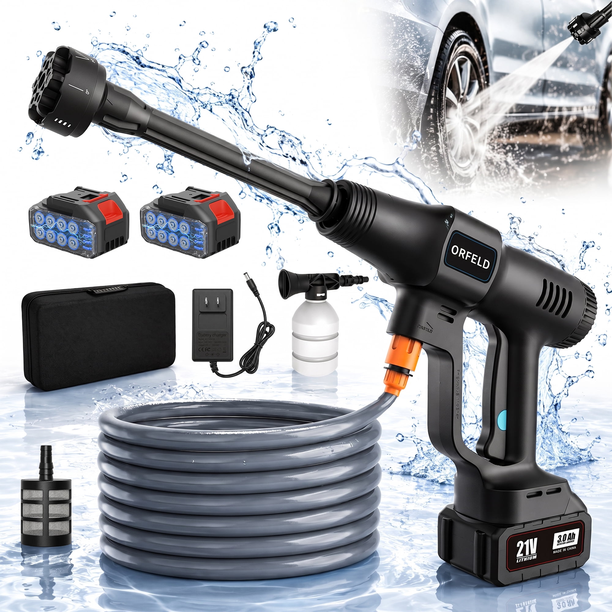 【激安】PINGEL POWER-FLO ブラック ORFELD 800PSI Portable Power Washer,Cordless Pressure Washerwith 6