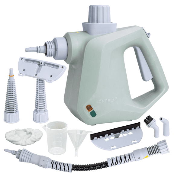 ORFELD 1000W Handheld Steam Cleaner for Home, Powerful 248°F Multi‑Surface Steam Cleaner with 9 Accessories, 400ml Pressurized Steamer for Deep Cleaning Tile, Grout, Showers, Bathrooms, Kitchens