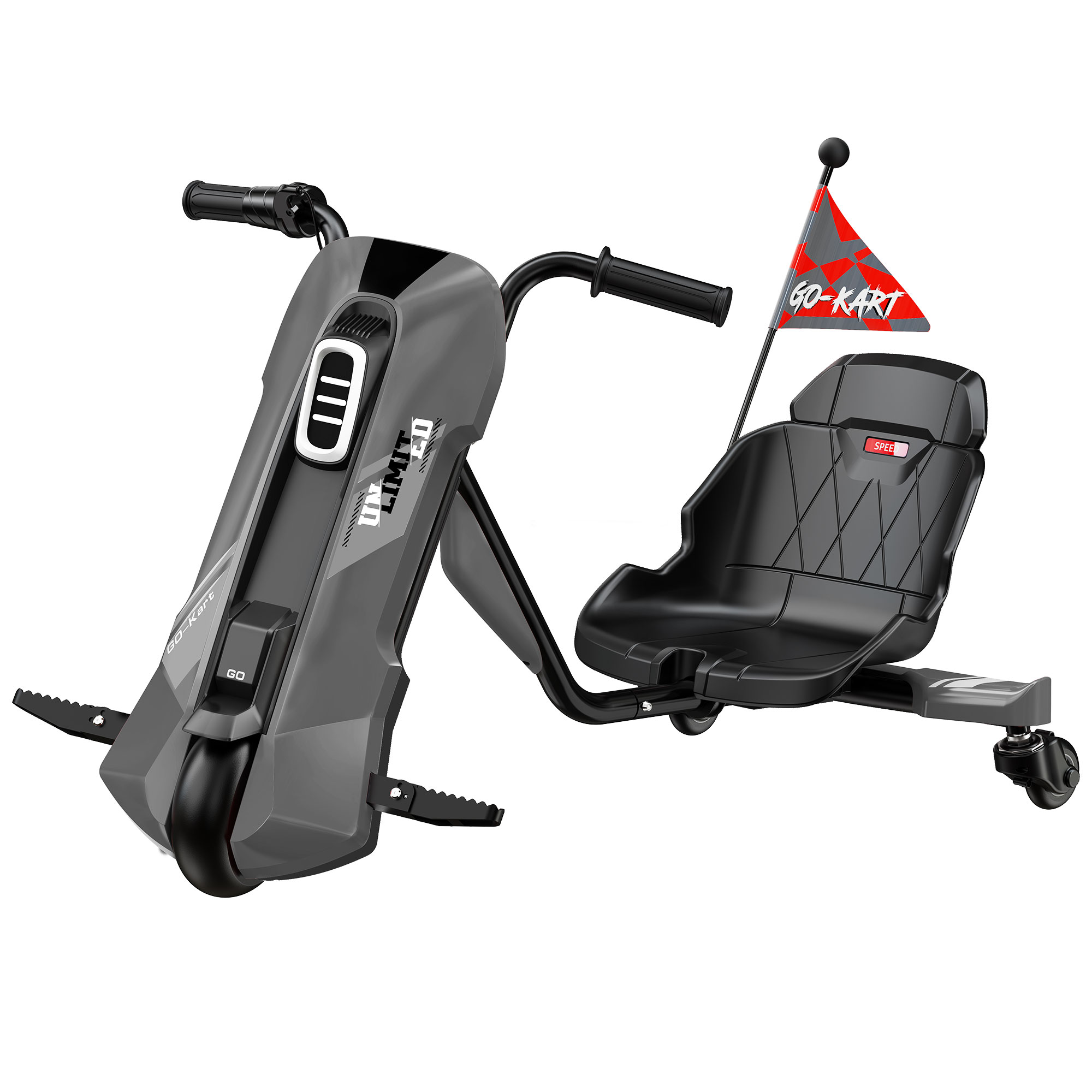 SaveJoy 12V Kids Electric Go Kart,360° Spin & Drift,Adjustable Seat, Bluetooth Music, LED Lights, for Ages 3-12,Black