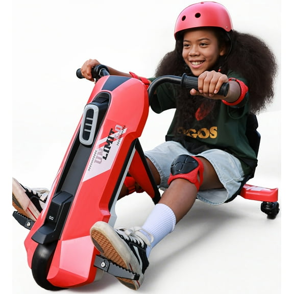 ORFELD 12V Kids Electric Go Kart,360° Spin & Drift,Adjustable Seat, Bluetooth Music, LED Lights, for Ages 3-12,Red