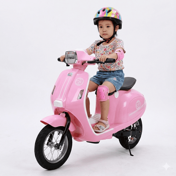 ORFELD 24V  Dirt Bike, Kids Electric Motorcycle, Retro-Style Ride-On Toy for Ages 8-15, 14MPH Max Speed, LED Lights & Music, All-Terrain Tires, Pink