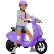 ORFELD 24V Kids Electric Motorcycle,Retro-Style Ride-On Toy for Ages 8-15, 14MPH Max Speed, LED Lights & Music, All-Terrain Tires,Purple