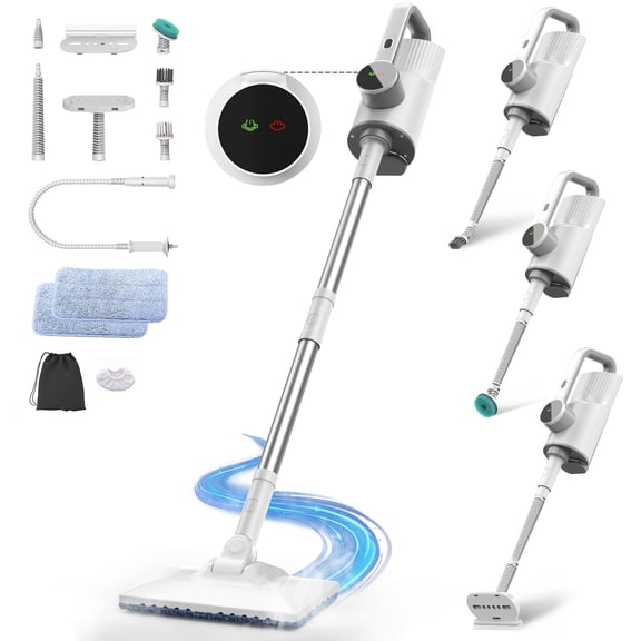 ORFELD Multi-Purpose 248 Steam Mop with Display Screen, Detachable Handheld Steam Cleaner, Quick 15s Heat, 400ml and 2-Level Steamer for Cleaning Floor, Carpet, Kitchen, Car, Toys(White)
