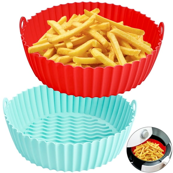 ORFELD Air Fryer Silicone Pot,2 Pack Airfryer Liners Kitchen Reusable Baking Basket 7.9-8.4in