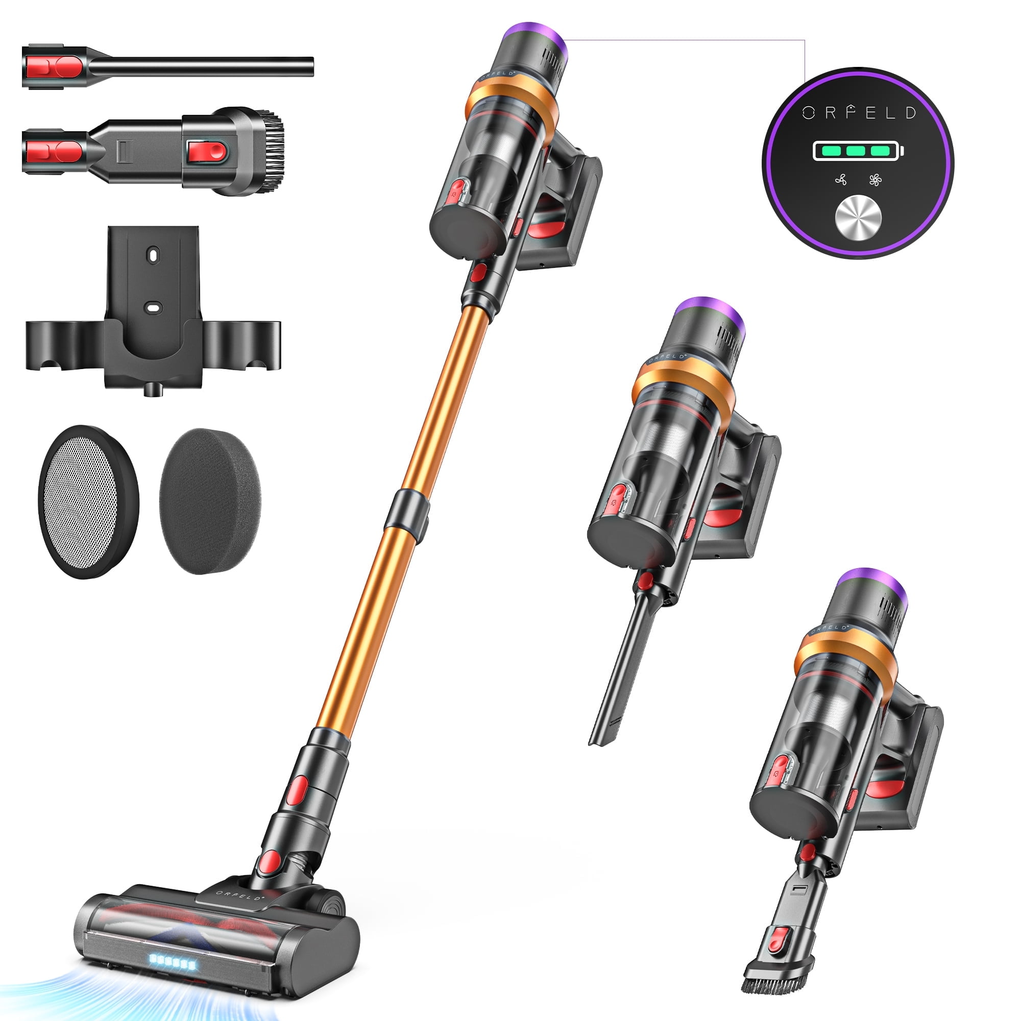 ORFELD Cordless Vacuum Cleaner, 45KPa Powerful Stick Vacuum ...