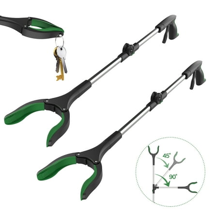 ORFELD Foldable Grabber Tool 2 Pack, 32" Handle Trash Picker Reaching Aid, Green
