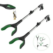 ORFELD Foldable Grabber Tool 2 Pack, 32 Handle Trash Picker Reaching Aid, Green