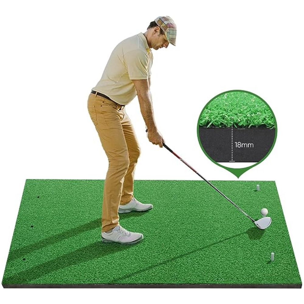 GoSports Golf 5x4 Hitting Mat Includes 3 Rubber Tees, Green