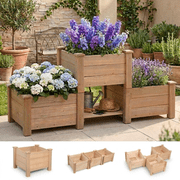 ORFELD 43.8" Solid Wood Garden Bed with 3 Separate Planter Boxes for Flexible Combination, Garden Box for Outdoors, Gardens, Courtyards, and Balconies
