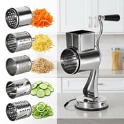 ORFELD Rotary Cheese Grater with Handle - Vegetable Shredder with 5 Well-designed Blades & Strong Suction Base,Round Mandoline Slicer & Food Chopper for Kitchen