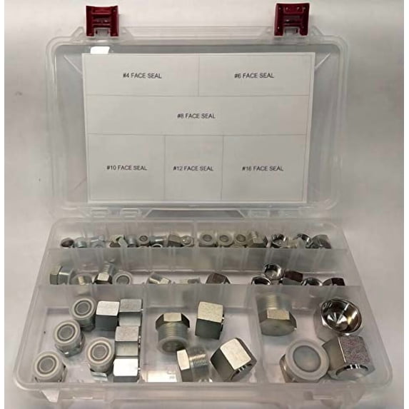 ORFS O-Ring FACE Seal 64 Piece Plug & Cap Kit Flat Face Hydraulic Fitting Seal Set