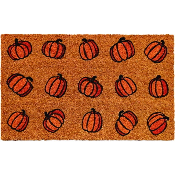 Way To Celebrate Pumpkin Halloween Coir Doormat, 18 in x 30 in