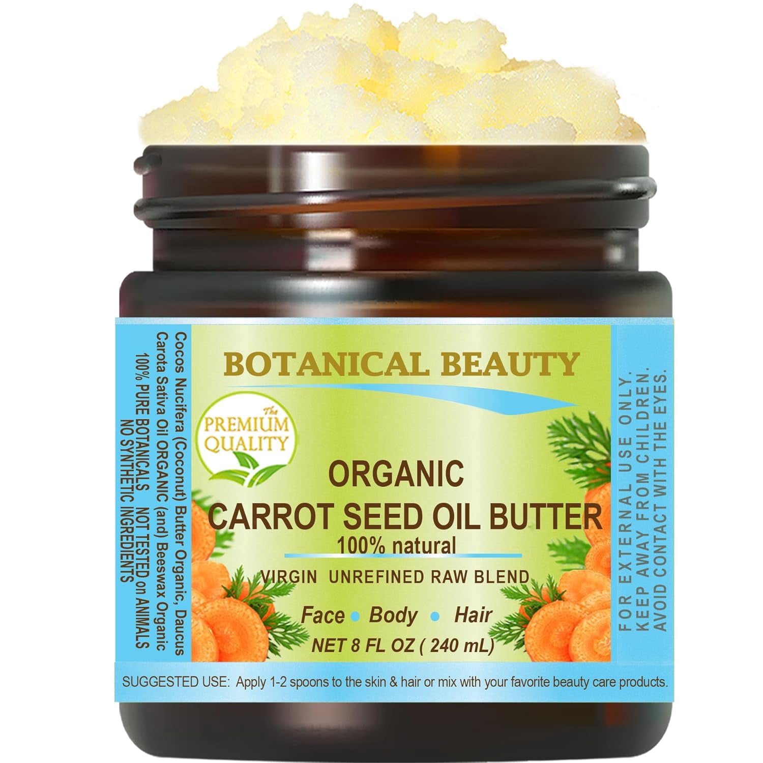 ORGANIC CARROT SEED OIL BUTTER Pure Natural Virgin Unrefined RAW 8 Fl organic-carrot-seed-oil-butter-pure-natural-virgin-unrefined-raw-8-fl