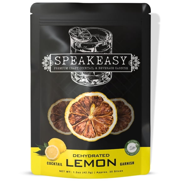 Speakeasy Premium Craft Cocktail & Beverage Garnish Dried Lemon Slices Organic All-Natural Dehydrated 30 Count 1.5 oz