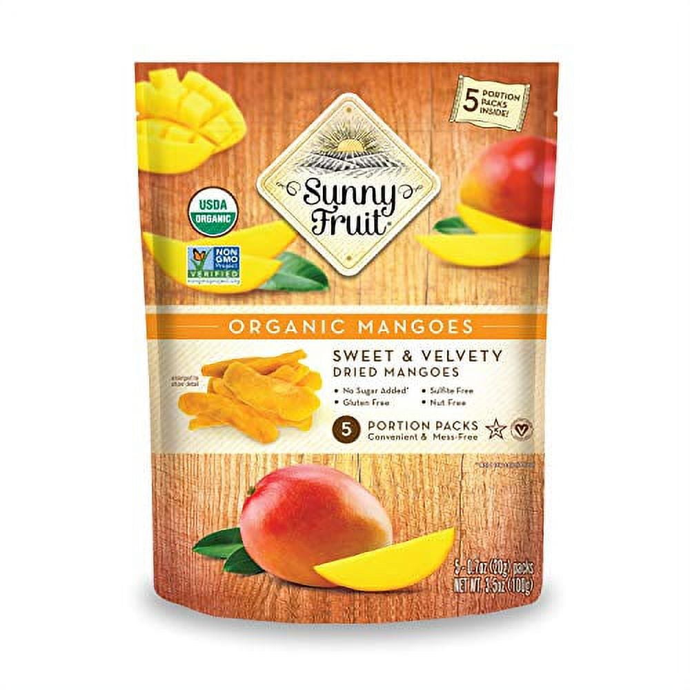 ORGANIC Dried Mango Sunny Fruit (5) 0.7oz Portion Packs per Bag