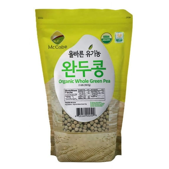 ORGANIC MCCABE WHOLE GREEN PEAS | NUTRIENT-PACKED DELIGHTS FOR HEALTH AND FLAVOR | GOOD SOURCE OF PROTEIN | 100% NON-IRRADIATED | KOSHER RAW VEGAN |