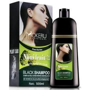 ORGANIC MOKERU NONI PLANT BLACK Professional Oil Hair Dye Color Shampoo 500 ML Instant Fast Acting Long Lasting Hair Color Shampoo for Gray Hair Magic Hair Dye Shampoo Colors Hair in Minutes Long Las