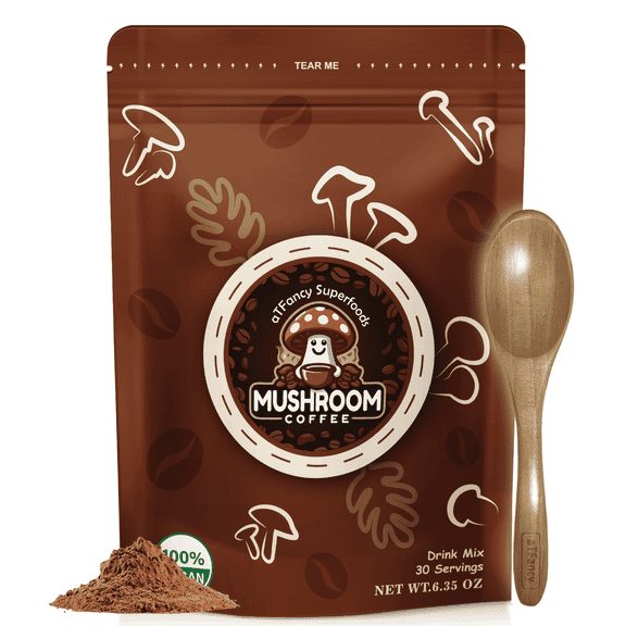 aTFancy Superfoods Mushroom Coffee, Caffeine Added, Pack of 1, 6.35 oz