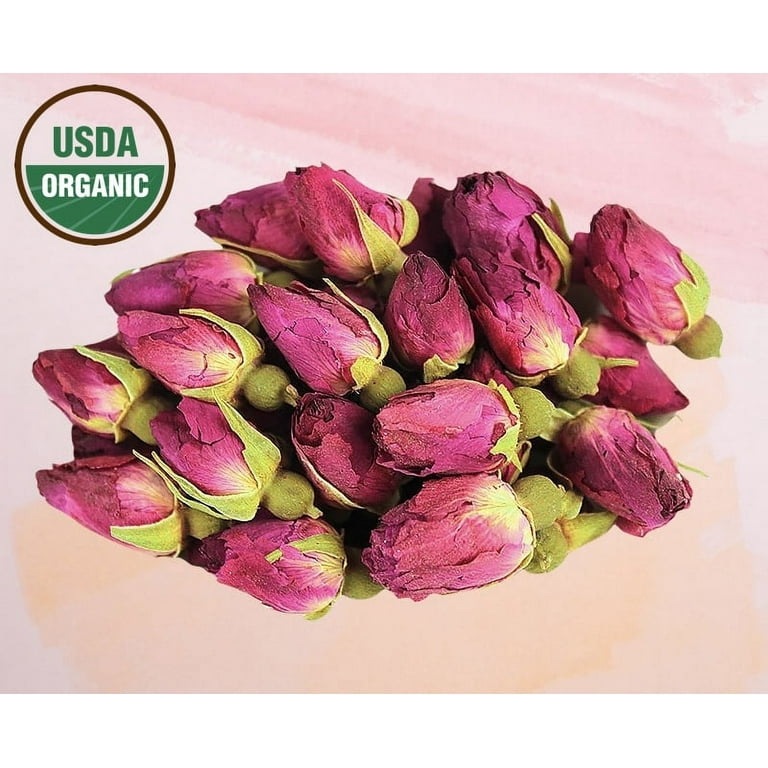 ORGANIC ROSE BUDS 8 oz  100% Pure & Natural Dried Red Rose buds