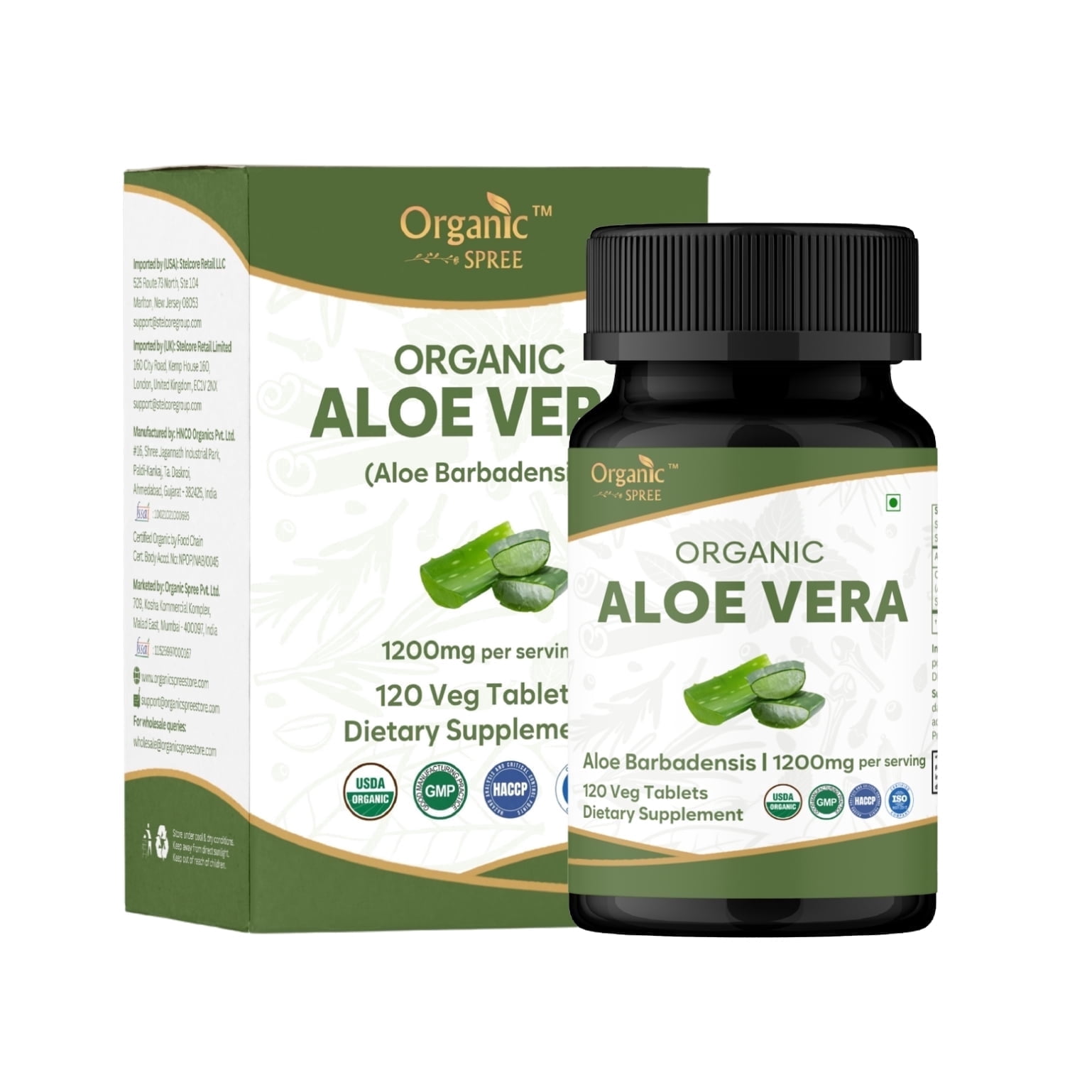 ORGANIC SPREE Aloe Vera Tablets | Aloe Barbadensis(Aloe Vera) | USDA Organic Certified
