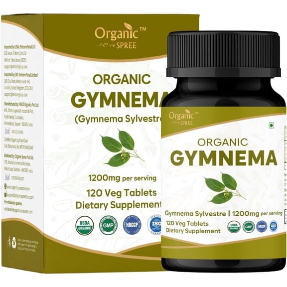 ORGANIC SPREE Gymnema Tablets 120 Count Gymnema Sylvestre Herbal Supplement USDA Organic Certified Vegetarian Ayurvedic Tablets