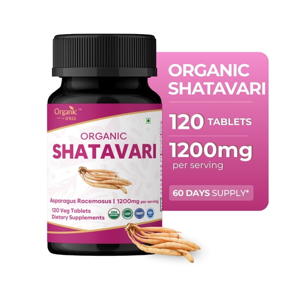 ORGANIC SPREE Shatavari (Asparagus Racemosus) 120 Tablets | USDA Organic Certified
